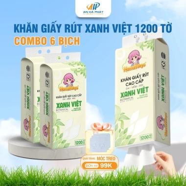 Khăn Giấy Rút 1.200 Tờ Treo Tường Xanh Việt 4 Lớp Dai Mềm Mịn Đa Năng - Giá 129k 2