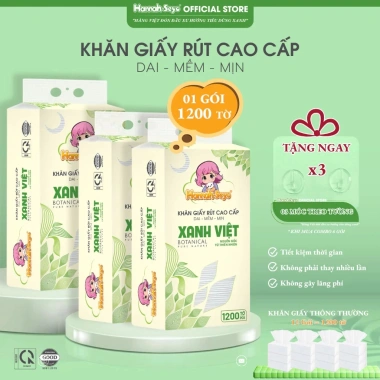 Khăn Giấy Rút 1.200 Tờ Treo Tường Xanh Việt 4 Lớp Dai Mềm Mịn Đa Năng - Giá 129k 4