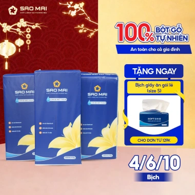 Khăn Giấy Rút 4 Lớp Sao Mai 10 Bịch - Mềm Mại, Thân Thiện Da, Giá Ưu Đãi 149.000₫ 2