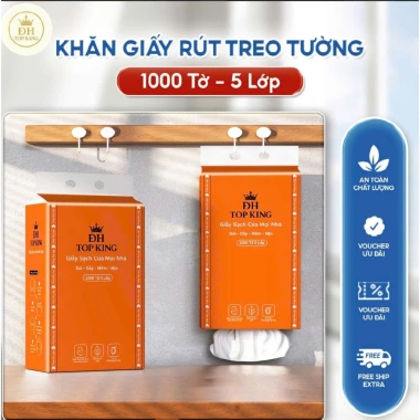 Khăn giấy rút DH TOP KING treo tường dập vân 5D - Siêu dai, mềm mịn, chỉ 100.000₫ (giá gốc 127.000₫) 5