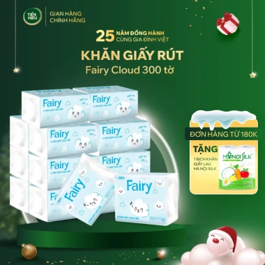 Khăn Giấy Rút Fairy Cloud 4 Lớp Thấm Hút Tốt, An Toàn Cho Da - 300 Tờ