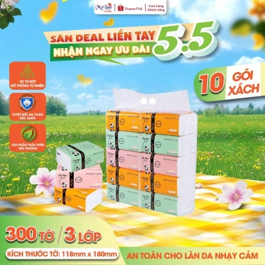 Khăn giấy rút Mylan gấu trúc 3 lớp 100 tờ - Mềm mịn, giảm 23% còn 56.840 VND 10