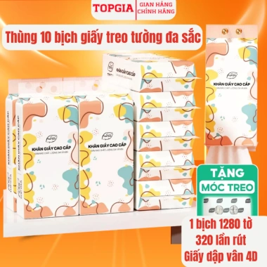 Khăn giấy rút Top Gia thùng 10 bịch treo tường - Siêu dai, mềm mịn, tiện lợi, giá chỉ 169.000₫