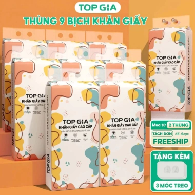 Khăn giấy rút Top Gia Thùng 9-12 Bịch Treo Tường Sz Lớn Siêu Dai Mềm Mịn - 54.880₫ 10