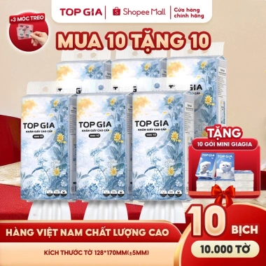Khăn giấy rút treo tường Giagia TopGia 1.000 tờ 4 lớp - Mềm mịn, dày dặn, an toàn da, 130k