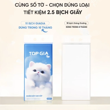 Khăn giấy rút treo tường Giagia TopGia 1.000 tờ 4 lớp - Mềm mịn, dày dặn, an toàn da, 130k