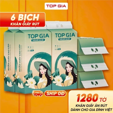 Khăn giấy rút treo tường TopGia Sắc Việt 1.280 tờ - Giấy vệ sinh, tặng móc, 109.000