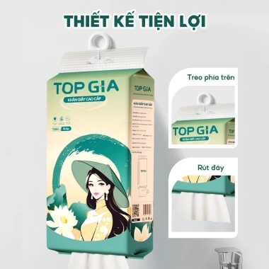 Khăn giấy rút treo tường TopGia Sắc Việt 1.280 tờ - Giấy vệ sinh, tặng móc, 109.000