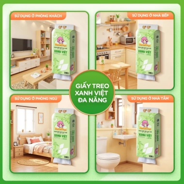 Khăn giấy rút XANH VIỆT 1.280 tờ 4 lớp mềm mịn, treo tường - Combo 06 Hannah Seyo 155k
