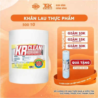 Khăn giấy thấm thực phẩm KRCLEAN 500 tờ 30x20cm - Thấm hút nước, cực dai, đa năng, chỉ 99.000₫