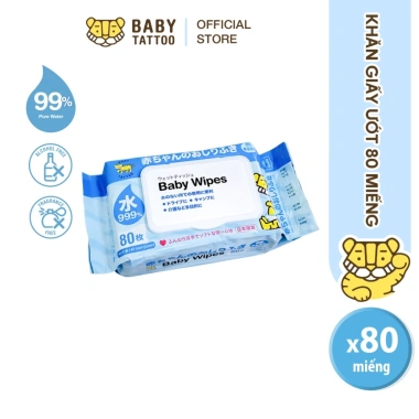 Khăn Giấy Ướt BABY TATTOO Cao Cấp Không Mùi Gói 80 Miếng - Giá Ưu Đãi 59.000 VND