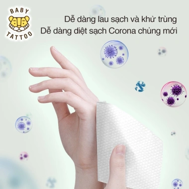 Khăn giấy ướt Baby Tattoo Combo 5 và 10 - 50 tờ, diệt khuẩn, giá ưu đãi 295.000 VND 4 Khăn giấy ướt Baby Tattoo Combo 5 và 10 - 50 tờ, diệt khuẩn, giá ưu đãi 295.000 VND 4