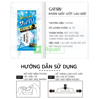 Khăn giấy ướt Gatsby Facial Wipes 42 tờ, gói vuông cồn, mùi thơm, giá chỉ 358.000đ 3 Khăn giấy ướt Gatsby Facial Wipes 42 tờ, gói vuông cồn, mùi thơm, giá chỉ 358.000đ 3