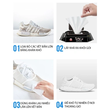 Khăn giấy ướt lau giày siêu tốc, nhỏ gọn bỏ túi - Giá chỉ 15.000đ, sạch nhanh