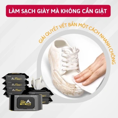 Khăn giấy ướt lau giày siêu tốc, nhỏ gọn bỏ túi - Vệ sinh nhanh 15.000 VND
