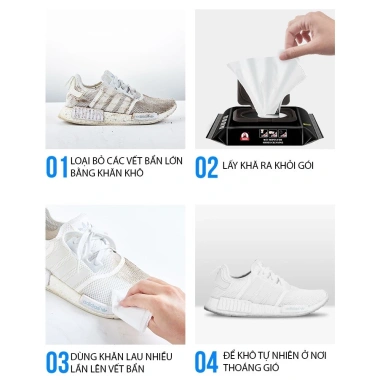 Khăn giấy ướt lau giày siêu tốc, nhỏ gọn bỏ túi - Vệ sinh nhanh 15.000 VND
