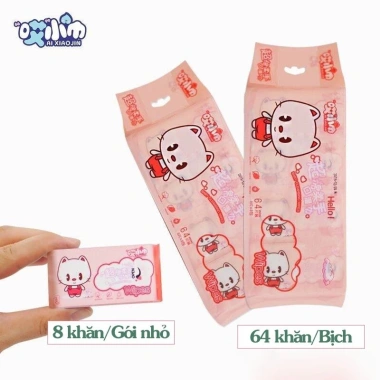 Khăn Giấy Ướt Mini 8 Gói 64 Tờ Bỏ Túi Du Lịch Tiện Lợi Nhỏ Gọn Siêu Xinh Giá 9.000đ