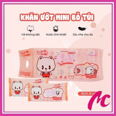 Khăn Giấy Ướt Mini Bỏ Túi Du Lịch 8 Gói 64 Tờ - Tiện Lợi, Siêu Xinh, Giá 9.000₫ 9