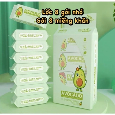 Khăn giấy ướt mini bỏ túi tiện lợi 64 khăn 8 gói - Không gây kích ứng da, độ ẩm cân bằng, chỉ 12.000₫