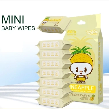 Khăn giấy ướt mini không mùi 1 bịc 8 gói - Hình dễ thương, bỏ túi, chỉ 52.900₫