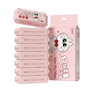 Khăn Giấy Ướt Mini Set 8 Gói 64 Tờ Bỏ Túi Tiện Lợi Cho Bé Giá Chỉ 28.000 VND