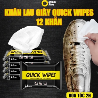 Khăn giấy ướt Quick Wipes 12 miếng - Lau giày sneaker nhanh, gọn bỏ túi, giảm giá