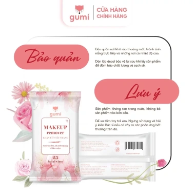 Khăn giấy ướt tẩy trang Gumi 25 tờ - Tinh chất dưa leo, giá 25.999 VND