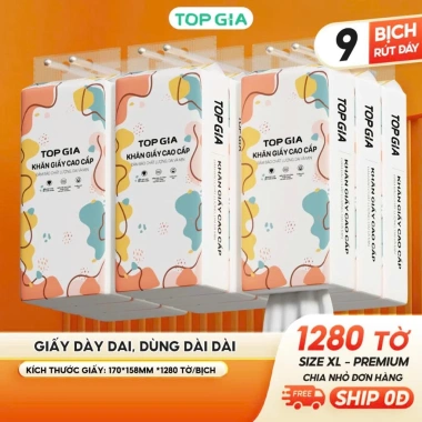 Khăn Giấy Vệ Sinh Treo Tường 4 Lớp Dày Mềm - Thùng 9 Bịch, SIZE TO, Giá 125k