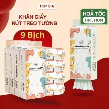 Khăn Giấy Vệ Sinh Treo Tường 4 Lớp Dày Mềm - Thùng 9 Bịch, SIZE TO, Giá 125k