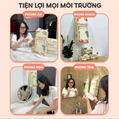 Khăn Giấy Vệ Sinh Treo Tường TopGia Đa Sắc 4 Lớp 1.280 Tờ Thùng 8 Bịch +3 Móc Treo Giá 115.000 VND 8