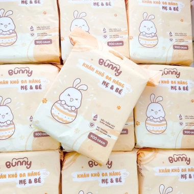 Khăn Khô Đa Năng Bunny 900g - 10 Gói Mềm Mịn, Không Sơ, Giá Ưu Đãi 148.500₫ 3