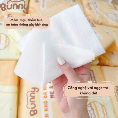 Khăn Khô Đa Năng Bunny 900g - 10 Gói Mềm Mịn, Không Sơ, Giá Ưu Đãi 148.500₫ 9