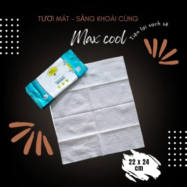 Khăn lạnh 1 tờ vải bi dày dặn 20x24cm hương Max Cool - Dùng cho nhà hàng, quán ăn, khách sạn, du lịch, chỉ 12.000 VND