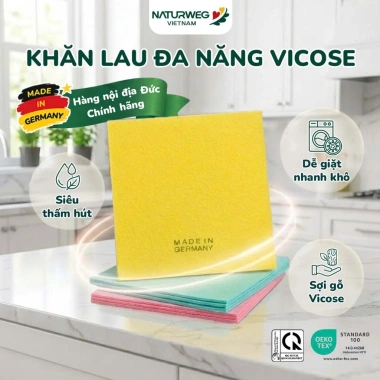 Khăn Lau Bếp MEIKO Sợi Gỗ Viscose 38x38cm Siêu Thấm Nước, Dễ Giặt, Nhanh Khô, Không Hôi Nhớt, Giá 65.999đ