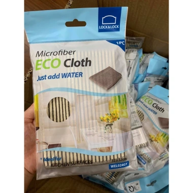 Khăn lau chùi đa năng Lock&Lock Microfiber WEL024GRY kẻ vàng nâu – Siêu thấm không bám, 45.000