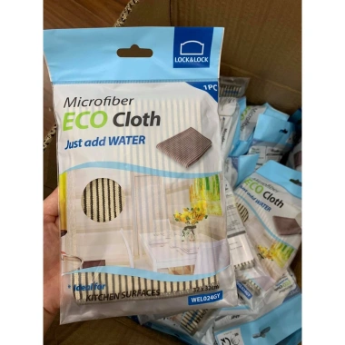 Khăn lau chùi đa năng Lock&Lock Microfiber WEL024GRY kẻ vàng nâu – Siêu thấm không bám, 45.000