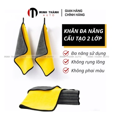 Khăn lau đa năng 2 lớp microfiber mềm mịn, thấm hút tốt cho ô tô, xe hơi, bếp, kính - MINH THÀNH AUTO 16.500 VND