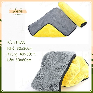 Khăn Lau Đa Năng 2 Mặt Vàng-Xám Siêu Thấm Cực Dày Không Đổ Lông Dành Cho Ô Tô Xe Hơi 8.900đ 2