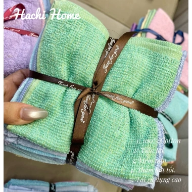Khăn lau đa năng cotton 28x28cm - Set 10, mềm mịn, thấm hút tốt, không phai màu, giảm giá 44.000₫ 6