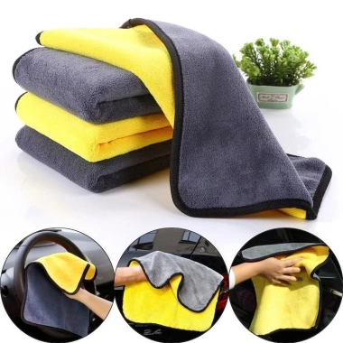 Khăn Lau Đa Năng Microfiber 2 Mặt Vàng Xám Siêu Thấm Cực Dày Không Đổ Lông - Dùng cho Ô Tô, Xe Máy, Mô tô, Giá 9.900₫