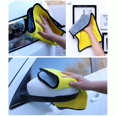 Khăn Lau Đa Năng Microfiber 2 Mặt Vàng Xám Siêu Thấm Dày Không Rụng Lông Chuyên Dụng Ô Tô - Giá 10.000 3