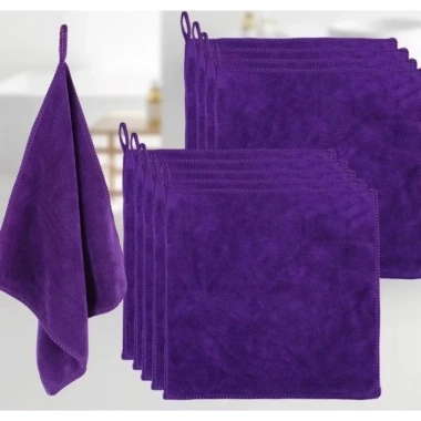 Khăn Lau Đa Năng Microfiber 25x25cm Vuông, Móc Treo, Lau Bếp, Kính, Làm Nail 6