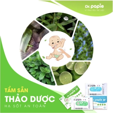 Khăn lau hạ sốt Dr.papie cho bé hạ nhiệt - Ngăn co giật, 25 gói, 149.000 Uni Baby 9