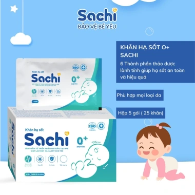 Khăn lau hạ sốt thảo dược Sachi cho bé 0+ - Thải nhiệt, ngăn co giật, chỉ 29.400đ