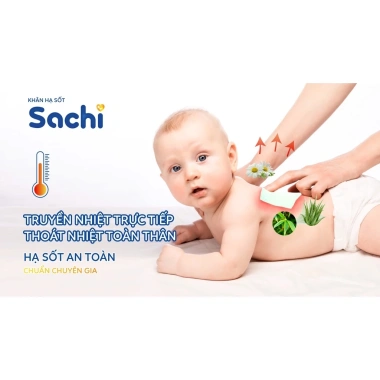 Khăn lau hạ sốt thảo dược Sachi cho bé 0+ - Thải nhiệt, ngăn co giật, chỉ 29.400đ