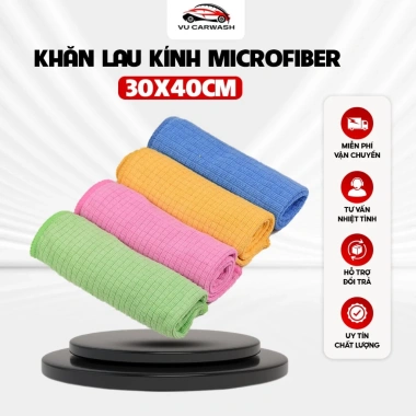 Khăn Lau Kính Ô tô Microfiber Đa Năng Cao Cấp 30x40cm - Giá chỉ 30.000đ