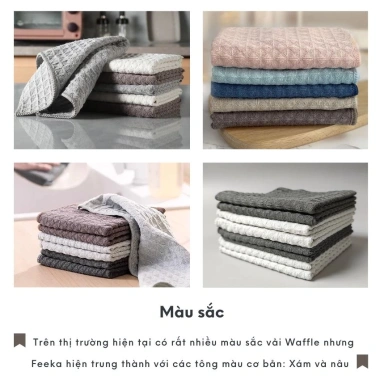 Khăn lau kính Waffe FEEKA microfiber có móc treo Không rụng lông, siêu xịn, 20.000₫