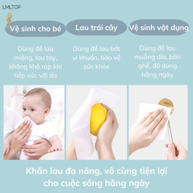 Khăn lau mặt cao cấp LMLTOP SY428 - Lau khô ướt, an toàn, làm sạch sâu, 15.003₫