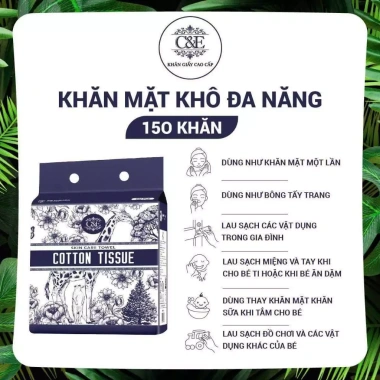 Khăn lau mặt khô đa năng 1 lần sợi thực vật an toàn da - 25.000 VND (giá gốc 32.500)