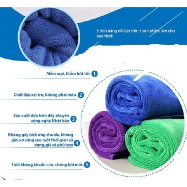 Khăn lau Microfiber Song An mềm mịn siêu thấm hút - gội đầu spa, rửa mặt, lau xe 2